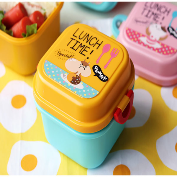 Tecknad hälsosam plastmatlåda Mikrovågsugn Lunch Bento Bo Pink one size