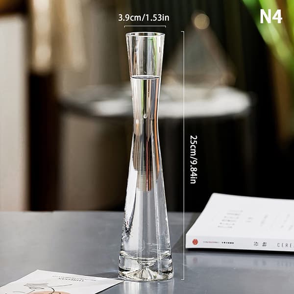Transparent Glas Blomvas Liten Vas Hydroponik Blomster Te 4