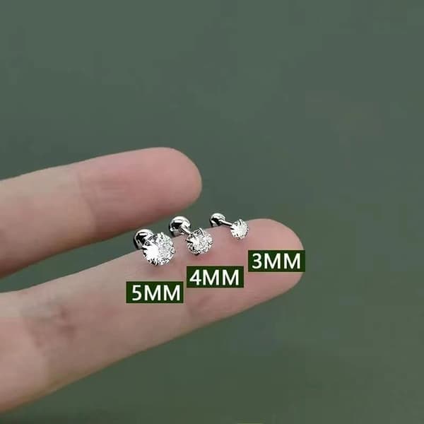 1 par Zircon øreringe til kvinder øreknogle negle brusk øreringe 3mm