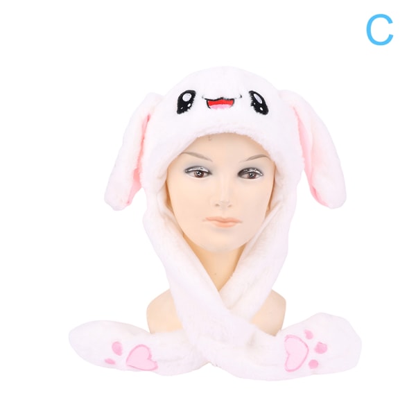 Kvinners Movable Bunny Ears Hats With Lights Girls Winter Plysj pink C