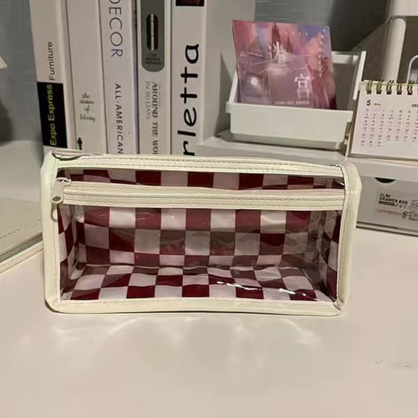 Läpinäkyvä case Kynälaukku Case Chessboard Pencil P Red onesize