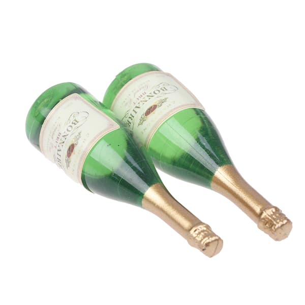 2 st. dockhus champagne dryckesflaskor 1/12 skala mini dockhus One Size