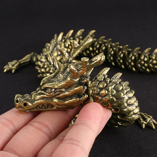 1 st 3D Drakstaty Prydnad Rörlig Kropp s Legering Lyckodrake A2