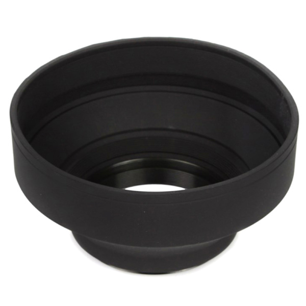 Universal 3-trins sammenklappelig 3i1 gummi foldbar modlysblænde Su Black 55mm