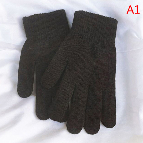 Nye Vinter Mænd Kvinder Cashmere Strikkede Handsker Efterår Håndvarmer Black onesize