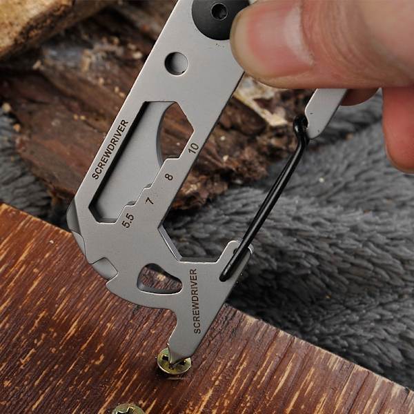 Multifunktions klatrekarabinhage EDC nøglering Gear Outdoor Tool Silver one size
