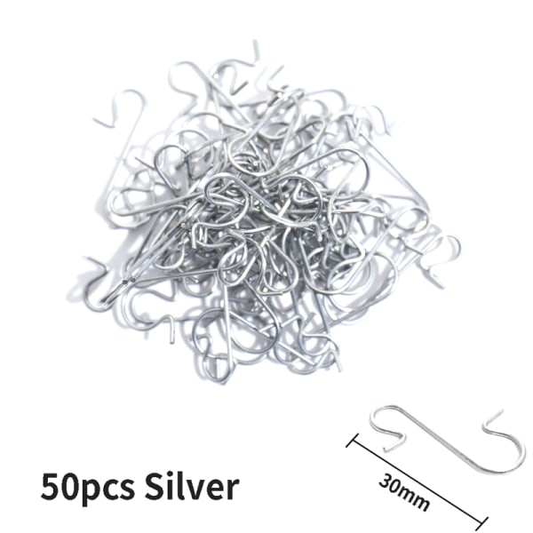 50stk julepynt Metall S-formede krokholdere jul Silver 30mm