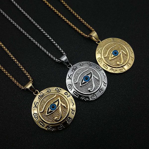 Muinainen Egypti Horuksen silmä riipus kaulakorut ruostumattomasta teräksestä Silver one size