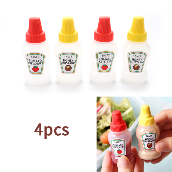 4 stk 25 ML Mini Tomat Ketchup Flaske Bærbar Saus Salat Dress Transparent 25ml