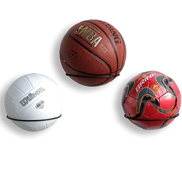 Vægmonteret Basketball Opbevaringsstativ Jern Multi-purpose Fodbold Black one size