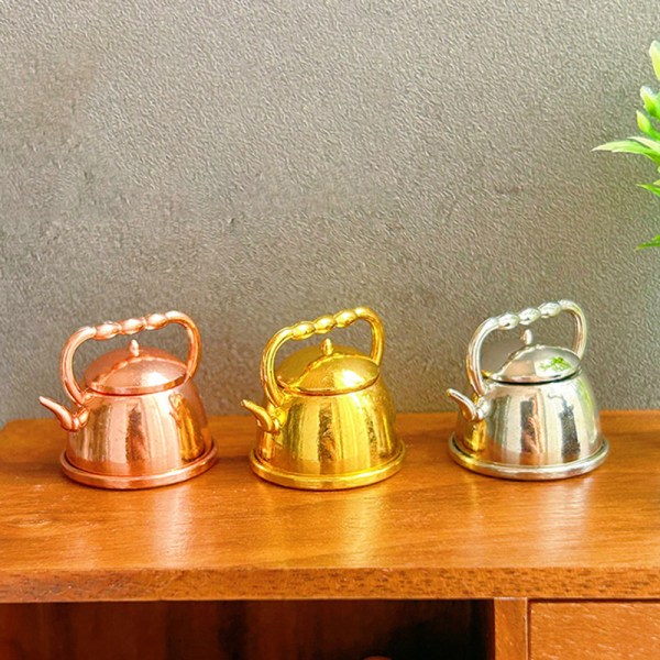 1kpl 1:12 Miniatyyri teekannu teekeitin nukkekodin keittiötarvike Gold one size