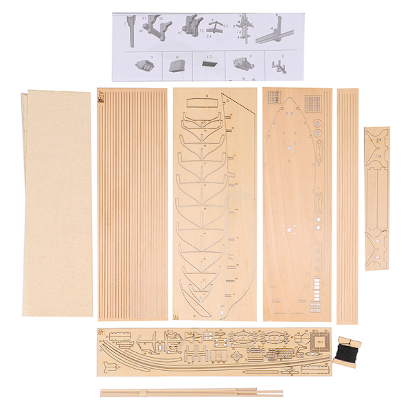 1:70 New Port Wooden Sejlbåd Model DIY Kit Skibssamling D Color onesize