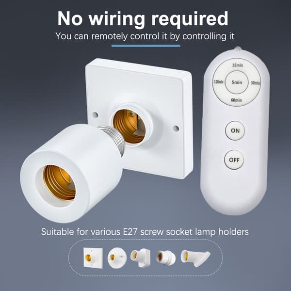 85V-265V E27 Trådlös Fjärrkontroll Smart Timer Switch Lampa Ho 1Set