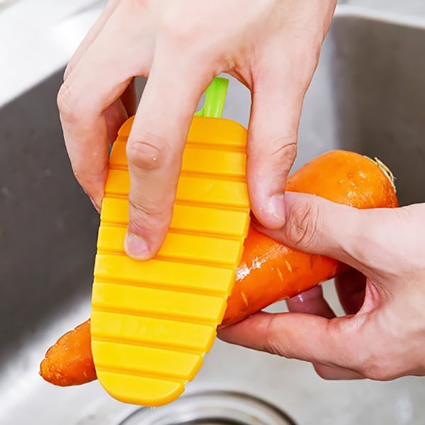 1 stk. Bøjelig frugt grøntsagsbørste rengøringsværktøj Kartoffel radise Orange