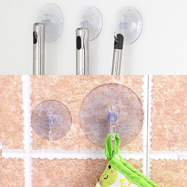 10st Transparent Väggkrokar Hängare Kök Badrum Sug Cu Clear 3cm