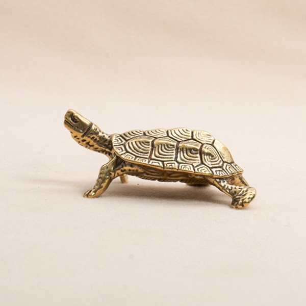 Retro Messing Skildpadde Statue Desktop Ornamenter Solid Kobber Turt Gold one size