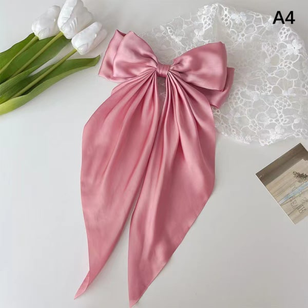 Sløjfebånd Hårnåle Hovedbeklædning Simple Elegant Satin Spring Clip Fi Pink ONESIZE