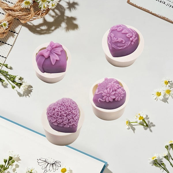 Hjerte Kærlighed Rose Blomst Form Silikone Sæbeform Chokolade Lys D
