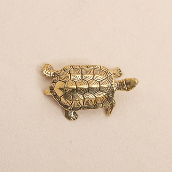 Retro Messing Skildpadde Statue Desktop Ornamenter Solid Kobber Turt Gold one size