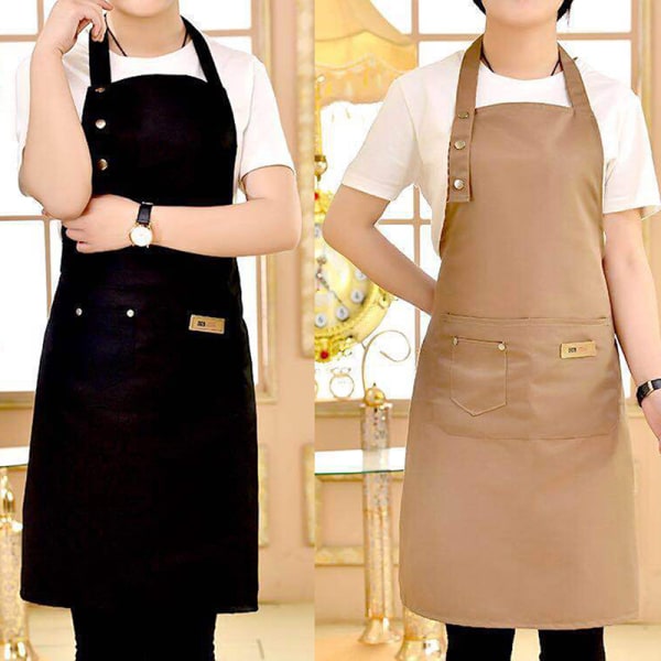 Lærred Polyester Pocket Forklæde Slagter Håndværk Bagning Kokke Kitch Black one size