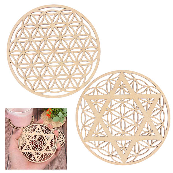 1PC Creative Chakra Pattern Coaster Træ Livets blomst Naturlig A