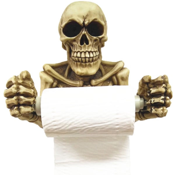 Skull WC-paperiteline Seinälle kiinnitettävä paperirullan säilytysteline Brown one size