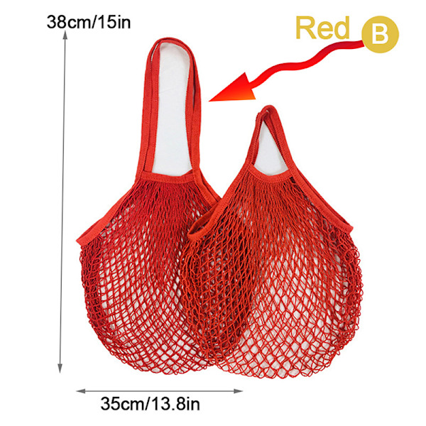 Genanvendelige købmandsvarer Tasker Bomuld Mesh streng Nettote Bag F Red B