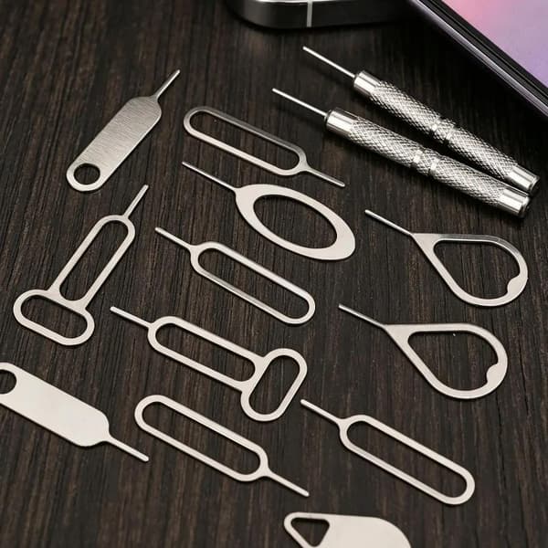 16 stk. sett SIM-kortutløserpinne Universal mobiltelefon stål SIM 16PCS