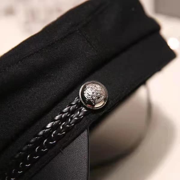 Vinter Sort Militær Baretter Kasketter Hat Til Kvinder Kvinde Flad Arm Black one size