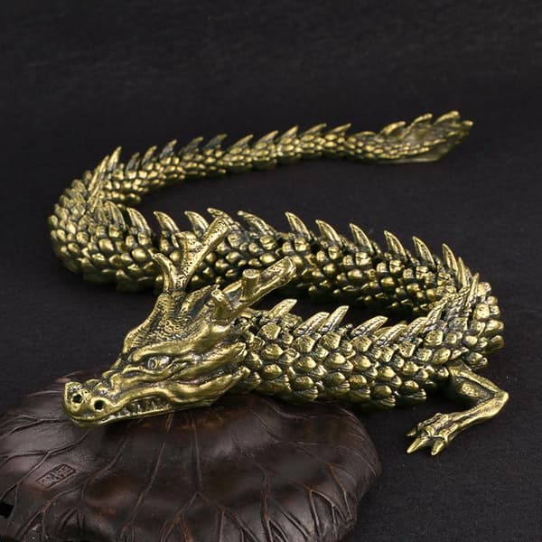 1 st 3D Drakstaty Prydnad Rörlig Kropp s Legering Lyckodrake A8