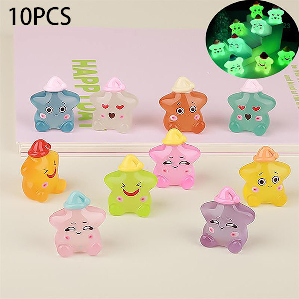 10 stk./pose Luminous Stjerne Bil Ornamenter Dukkehus Legetøj Dukker Hjem 10PCS