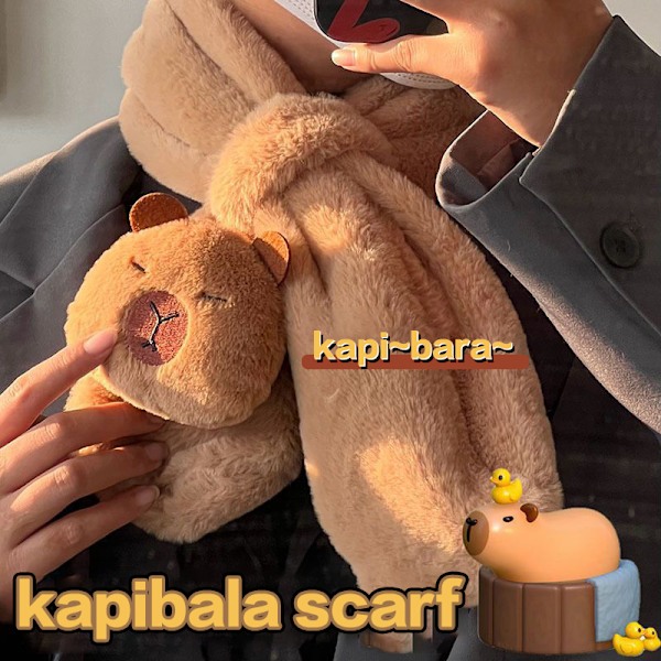 e Kapibara Plys Varmt Halstørklæde Mod Kulde Tykkere Kryds Hals Acc Brown one size