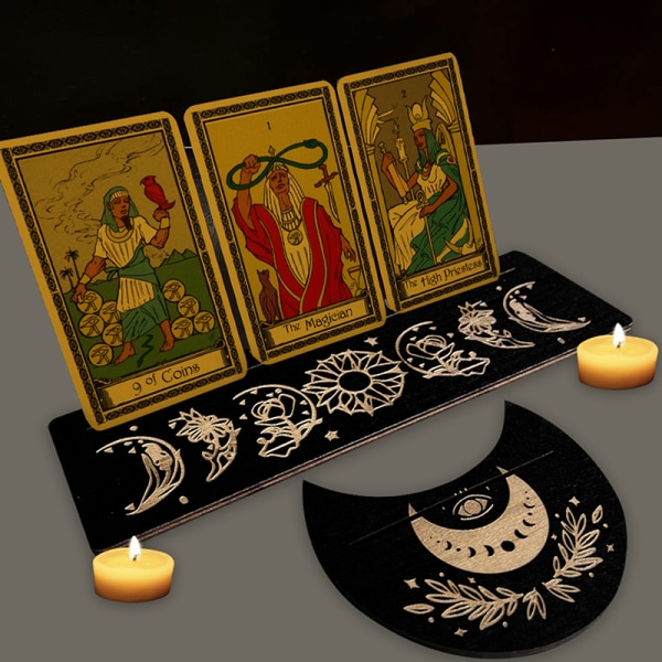2/4st Trä Tarotkortställ för Witch Divination Tools Displ Gold 3