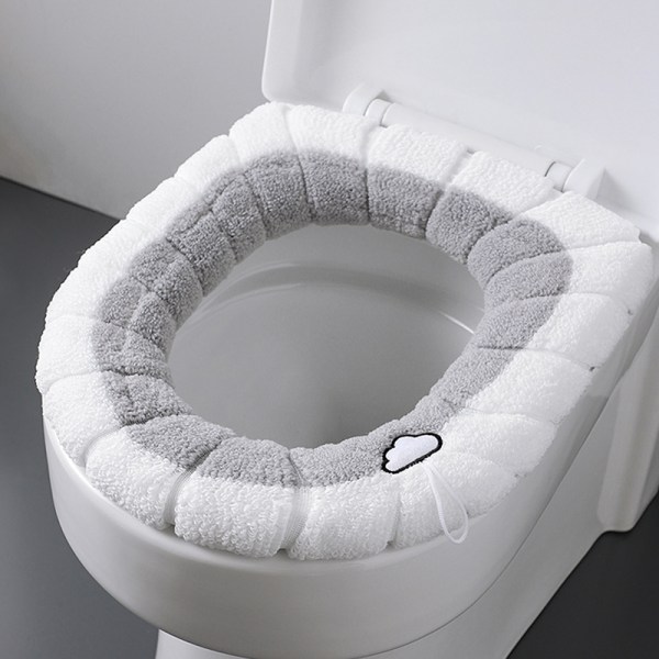Vintervarm toiletsædebetræk Vaskbart badeværelse toiletsæde wit Gray One Size