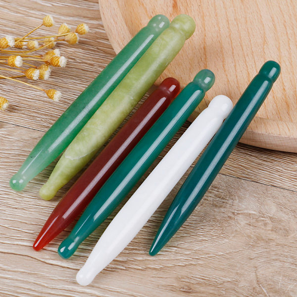 Natural Jade Face Akupunkturpunkt Jade Stone Guasha Massage T Green one size