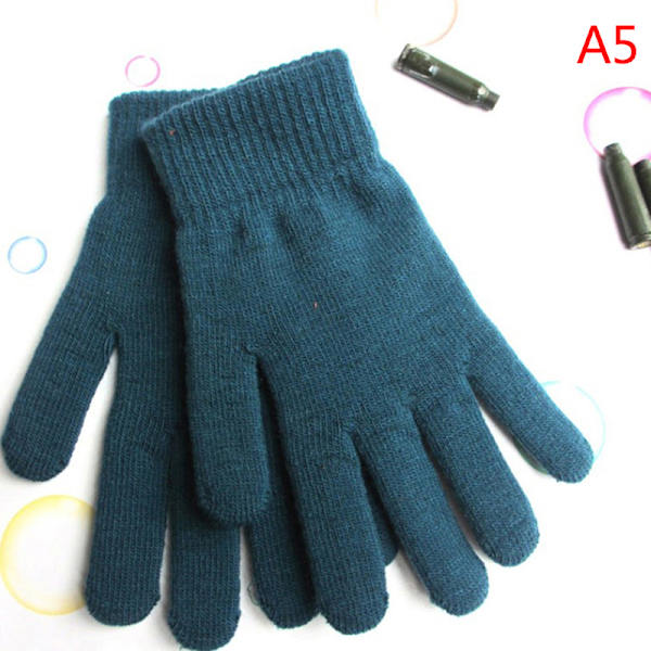 Nye Vinter Mænd Kvinder Cashmere Strikkede Handsker Efterår Håndvarmer Blue onesize