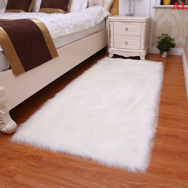 Blødt fåreskind Plys tæppe imiteret sengemåtte Soveværelsesindretning White 25*36cm