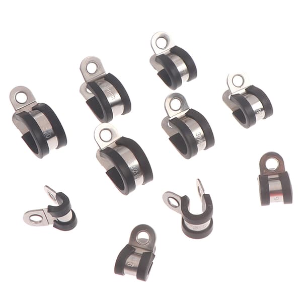 2stk 304 Rustfritt stål Gummiforet P Clips Kabelmontering Ho Black Φ16