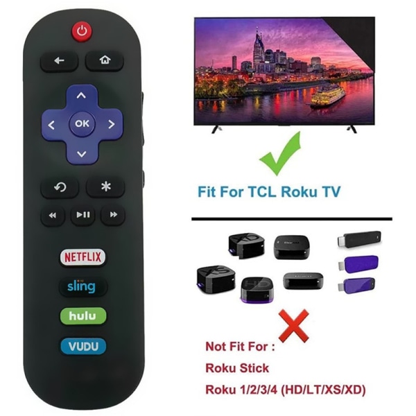 Original RC280 För TCL Roku TV Fjärrkontroll Netflix HULU Vudu A one size