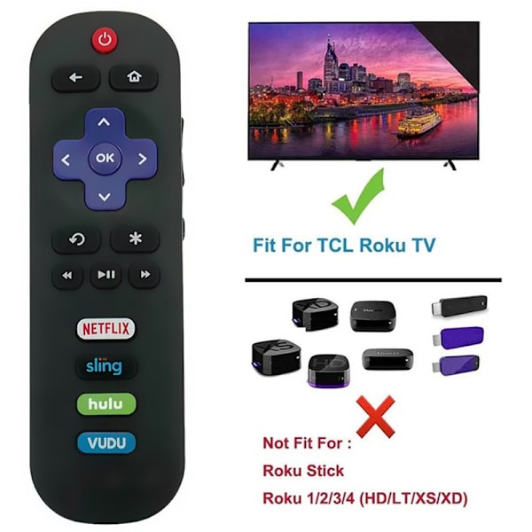 Original RC280 For TCL Roku TV Fjernkontroll Netflix HULU Vudu A one size