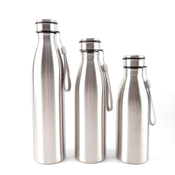 650-1000ml bärbar utomhusvattenflaska rostfri enkelvägg Silver 1000ml