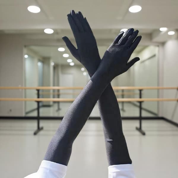 Högelastiska Spandex Solskydd Långa Handskar Fest Nattklubb Black