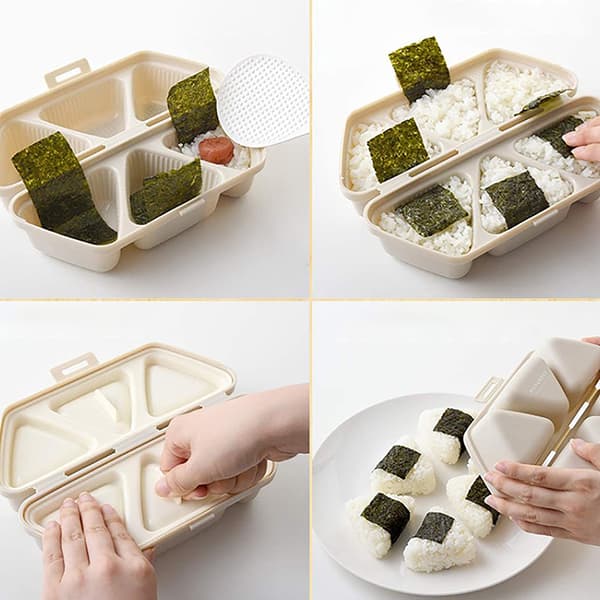 Triangle Sushi Mold Press Triangle Rice Ball Makers Mold Bento Beige Onesize