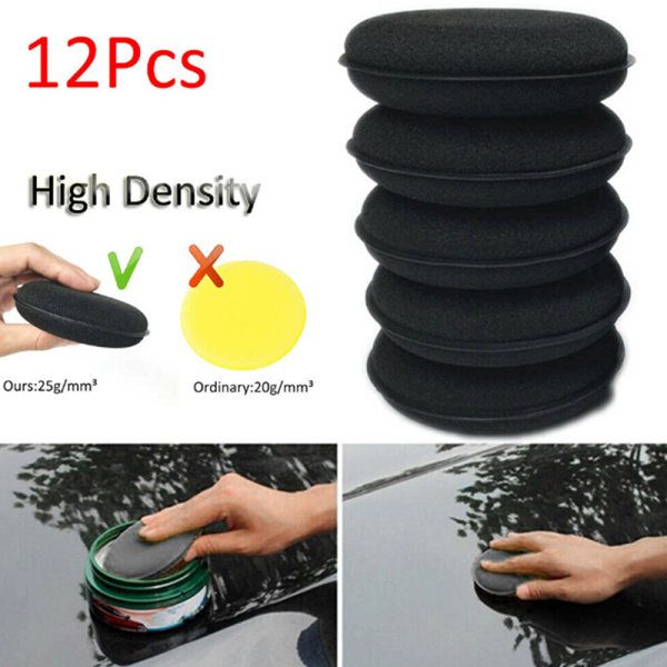 12 stk High Density Car Voks Polsk Skum Svamp Detailing Appl Black one size