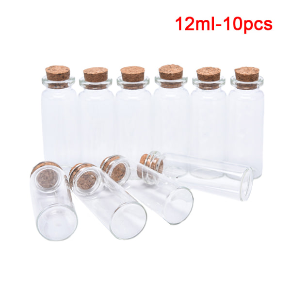 10 STK miniglassflasker med korkpropp Klar flaske hetteglass Vi 12ml-10pcs