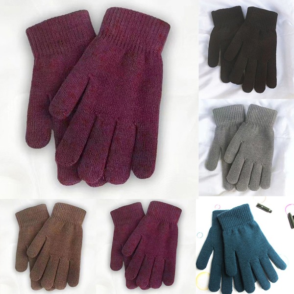 Nye Vinter Mænd Kvinder Cashmere Strikkede Handsker Efterår Håndvarmer Gray onesize