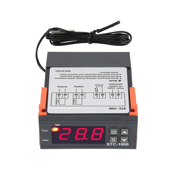 1PC LED Digital STC-1000 temperaturkontrollbryter Microcom Black DC12V