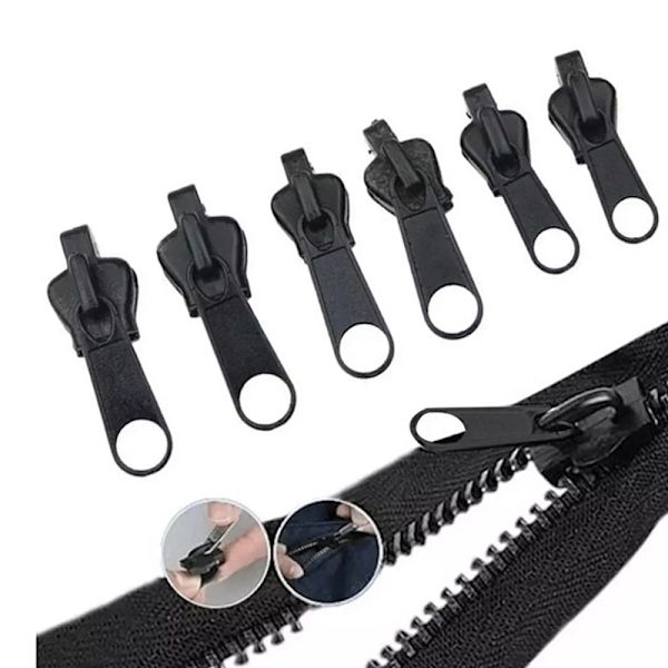 6 stk Instant Zipper Universal Instant Fix Zipper Repair Kit Rep Black onesize