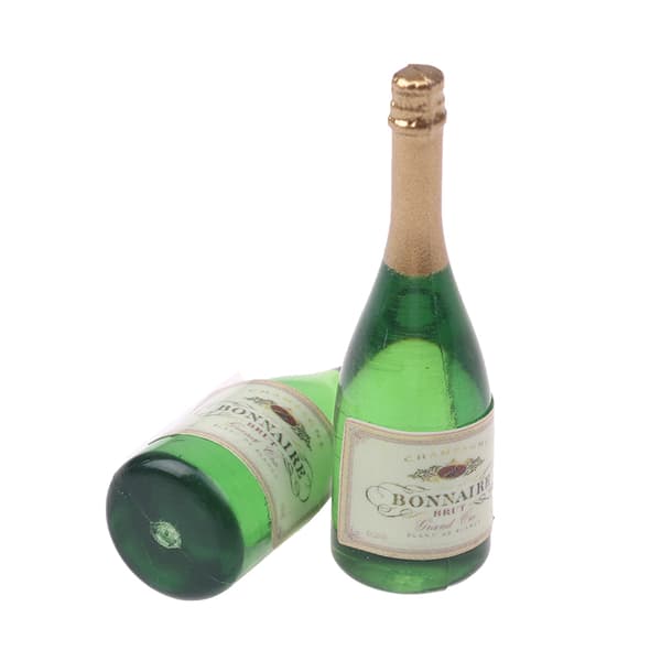 2 st. dockhus champagne dryckesflaskor 1/12 skala mini dockhus One Size