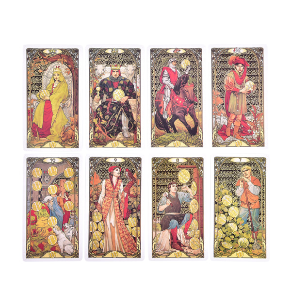 Golden Art Nouveau Tarot Deck 78 kort for nybegynnere Classic Ar Multicolor one size